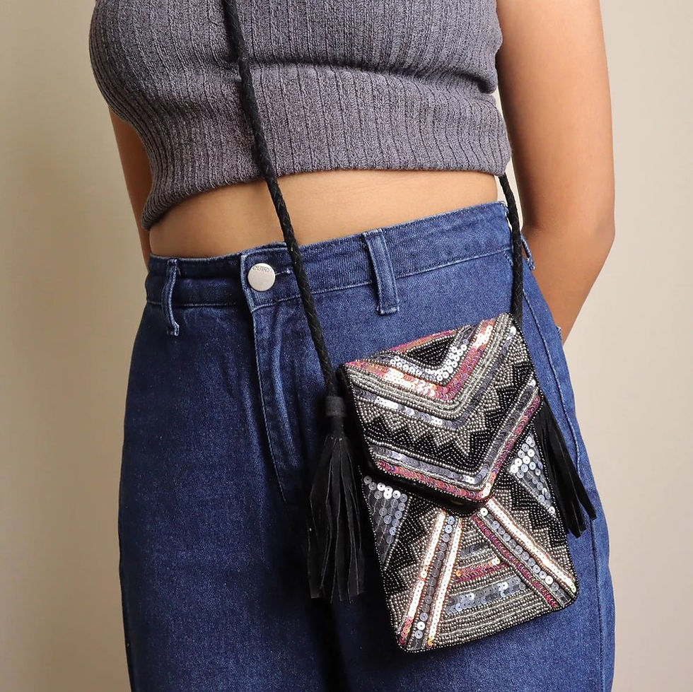 Thumbnail: Graphite Hand-beaded Sling Bag