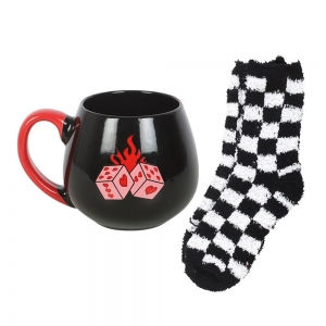 Thumbnail: Black Dice Ceramic Mug & Socks Set
