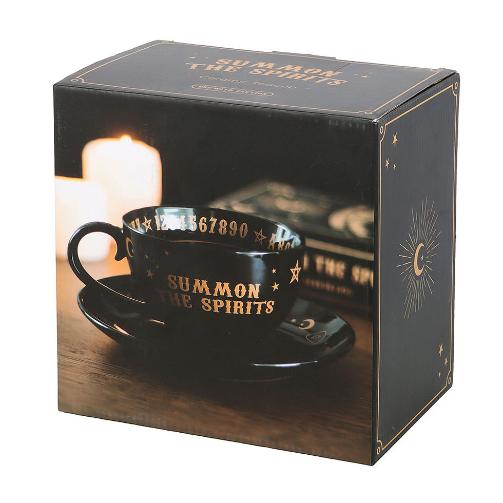 Thumbnail: Black Talking Board Teacup and Saucer