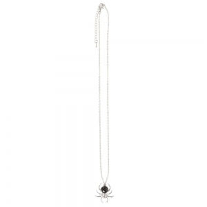 Thumbnail: Spider Stainless Steel Pendant Necklace With Black Obsidian