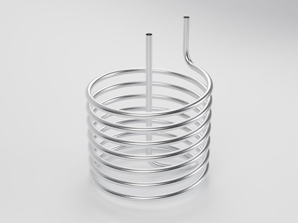 Custom stainless steel helical coil with straight inlet and outlet tangents