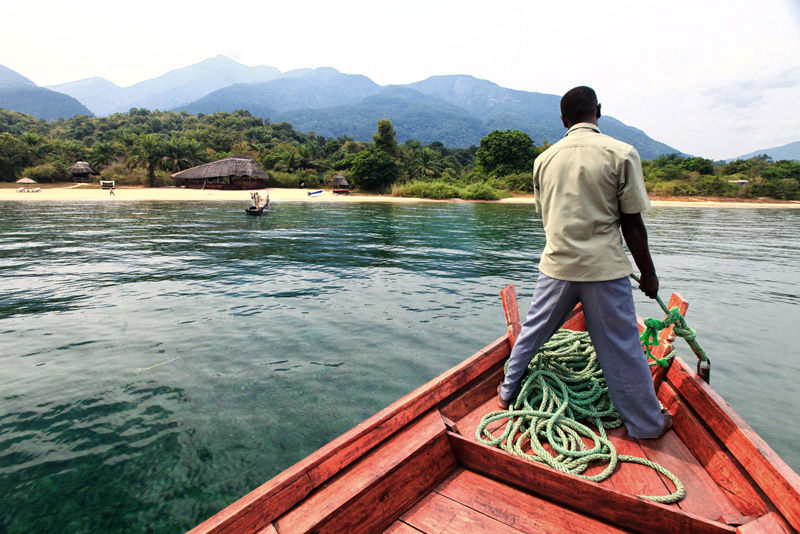 boat trip to Kungwe beach lodge on Lake Tanganyika
