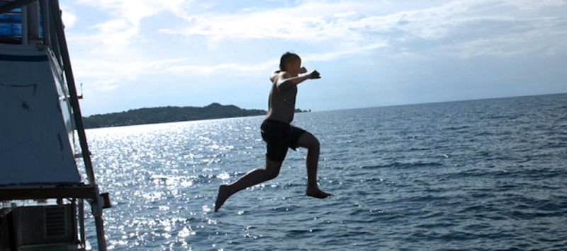 Jumping into Lake Tanganyika
