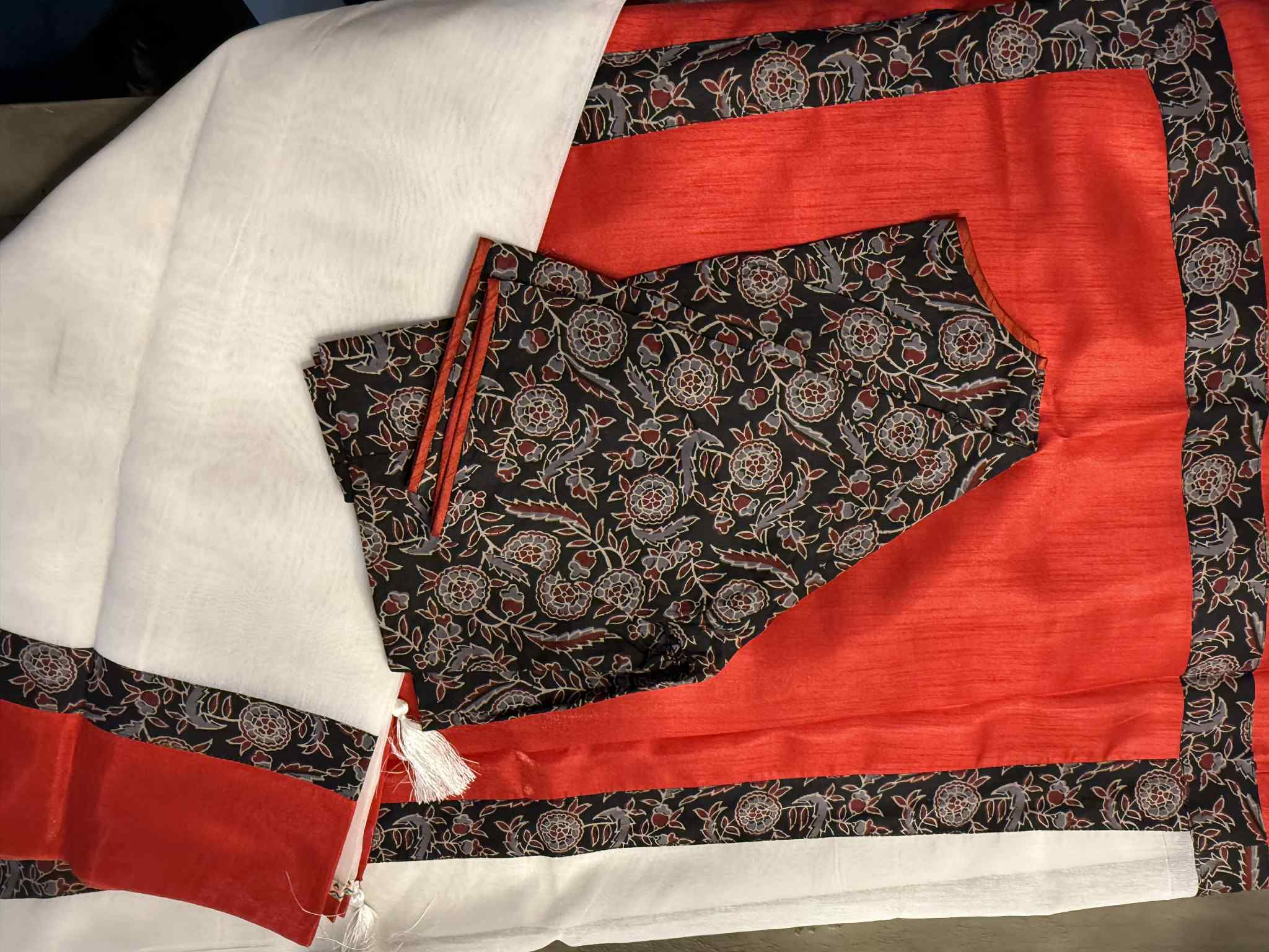 Half silk designer saree with ready made jaipuri cotton free size blouse