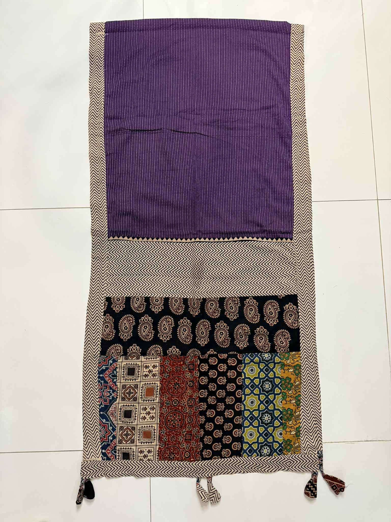 Hand Made Cotton Kalamkari Print Patchwork Stole 03