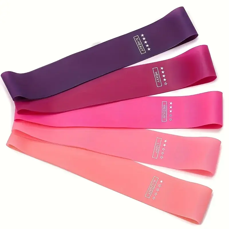 Thumbnail: 5-Piece Color Resistance Band Set - Portable Elastic Fitness Bands for Yoga