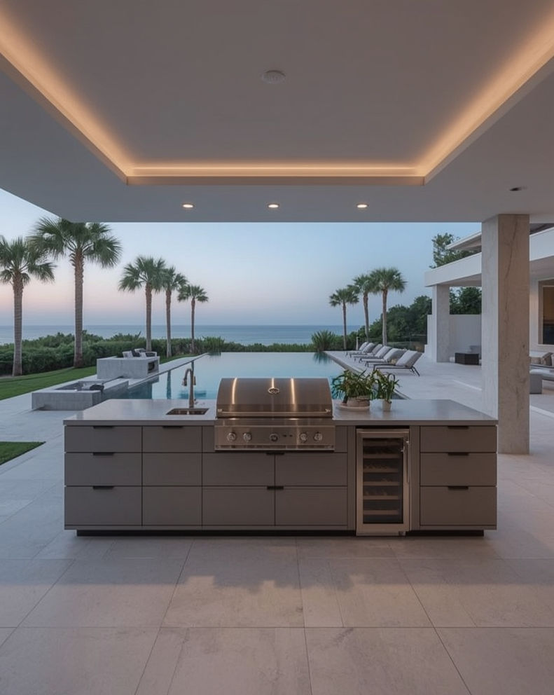 luxury outdoor kitchen terrace modern home construction florida