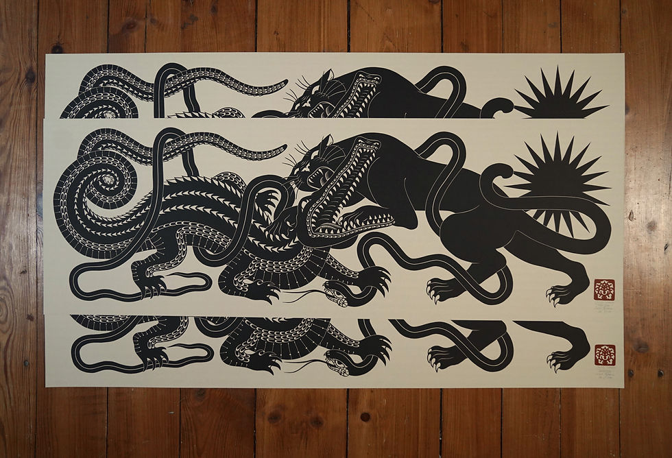 Thumbnail: Territory - linocut print, 100 x 35 cm