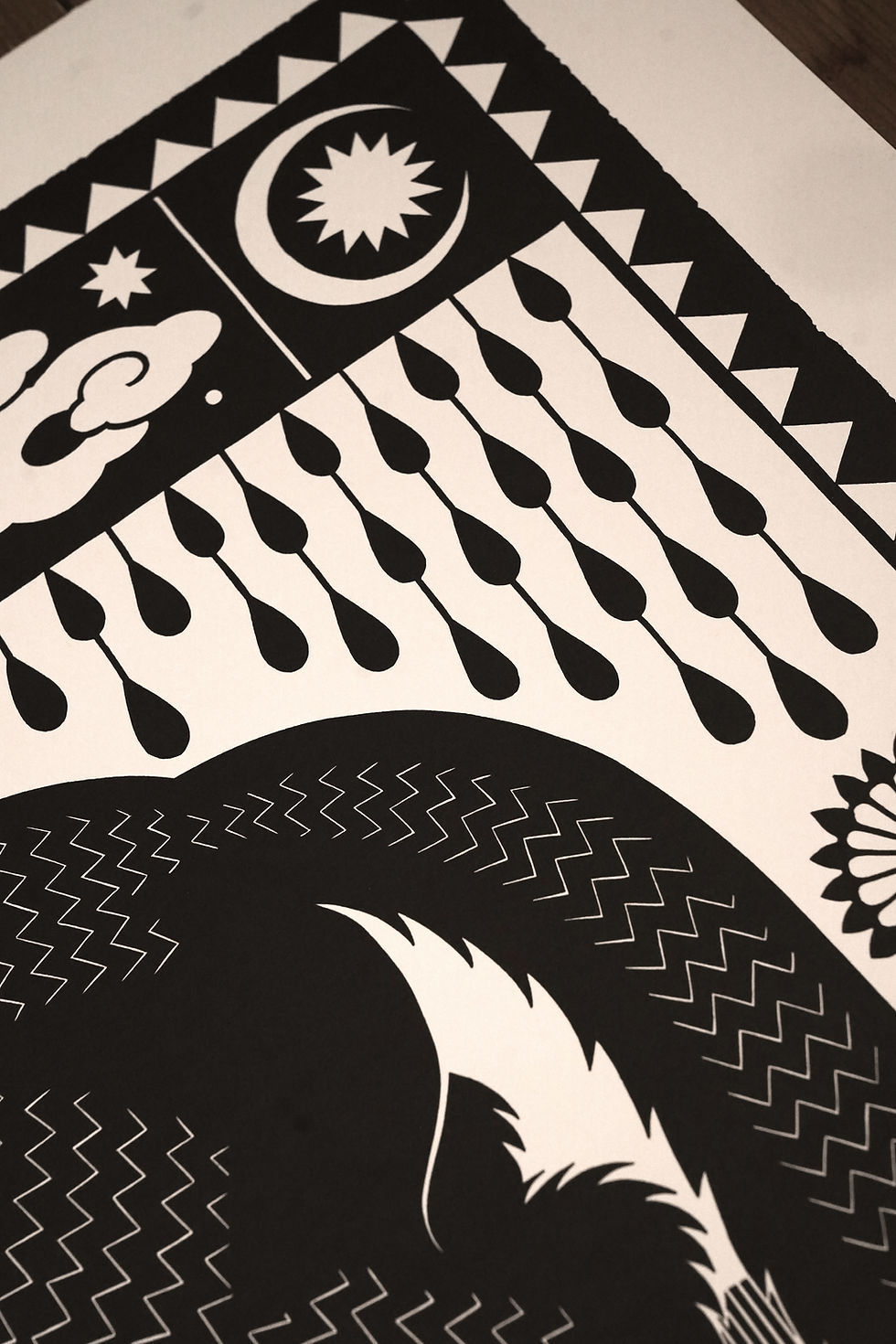 Thumbnail: Mother wolf - linocut print, 70 x 96 cm