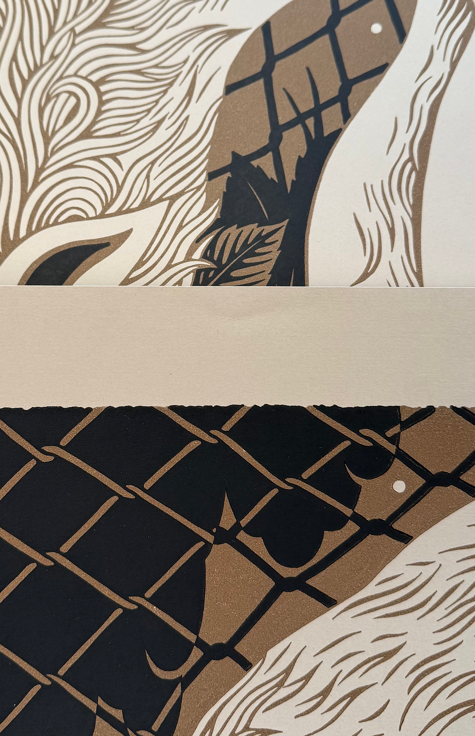 Thumbnail: Red moon - linocut print, 100 x 52 cm
