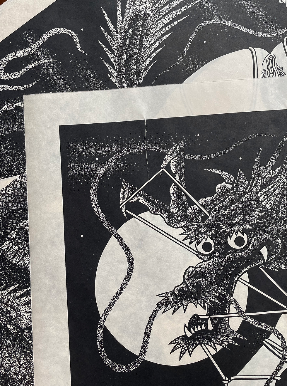 Thumbnail: Dragon - linocut print, A1 size