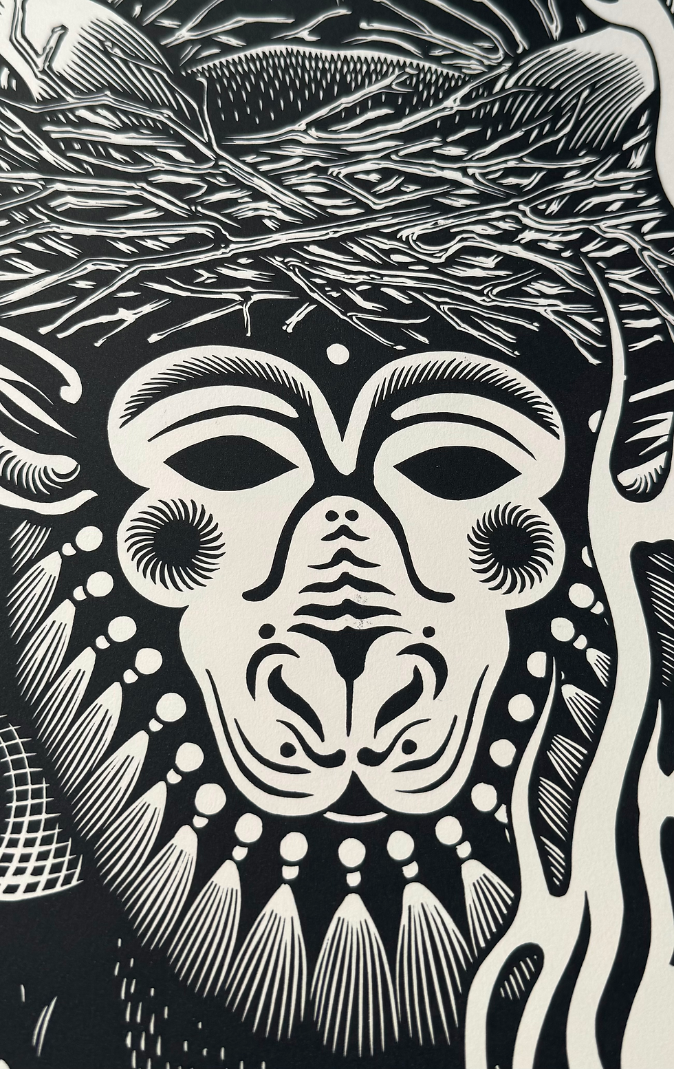 Thumbnail: Solar eclipse - linocut print,  84 x 42.5 cm