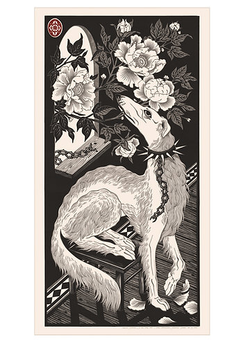 In the 11th hour - linocut print, 84 x 44 cm