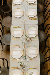 Beautiful Modern White Cotton Menus with Beige Place Cards. 