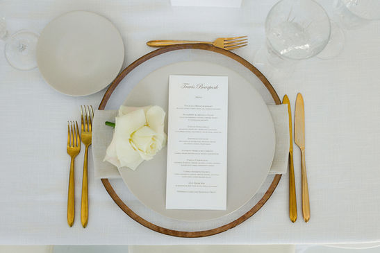 Beautiful Romantic White Cotton Menus.