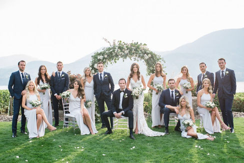 Stephanie and Donald's wedding was an experience of elegance in an elevated winery setting, infused with a charming backyard Hampton's feel.
Set in the breathtaking British Columbia landscape, their enchanting celebration featured lush greenery and delicate white florals that beautifully complemented a serene grey and soft blue colour palette. Every detail reflected a harmonious blend of sophistication and beauty, creating an unforgettable atmosphere for their special day. The scenic surroundings and tasteful decor set the stage for a truly memorable celebration.