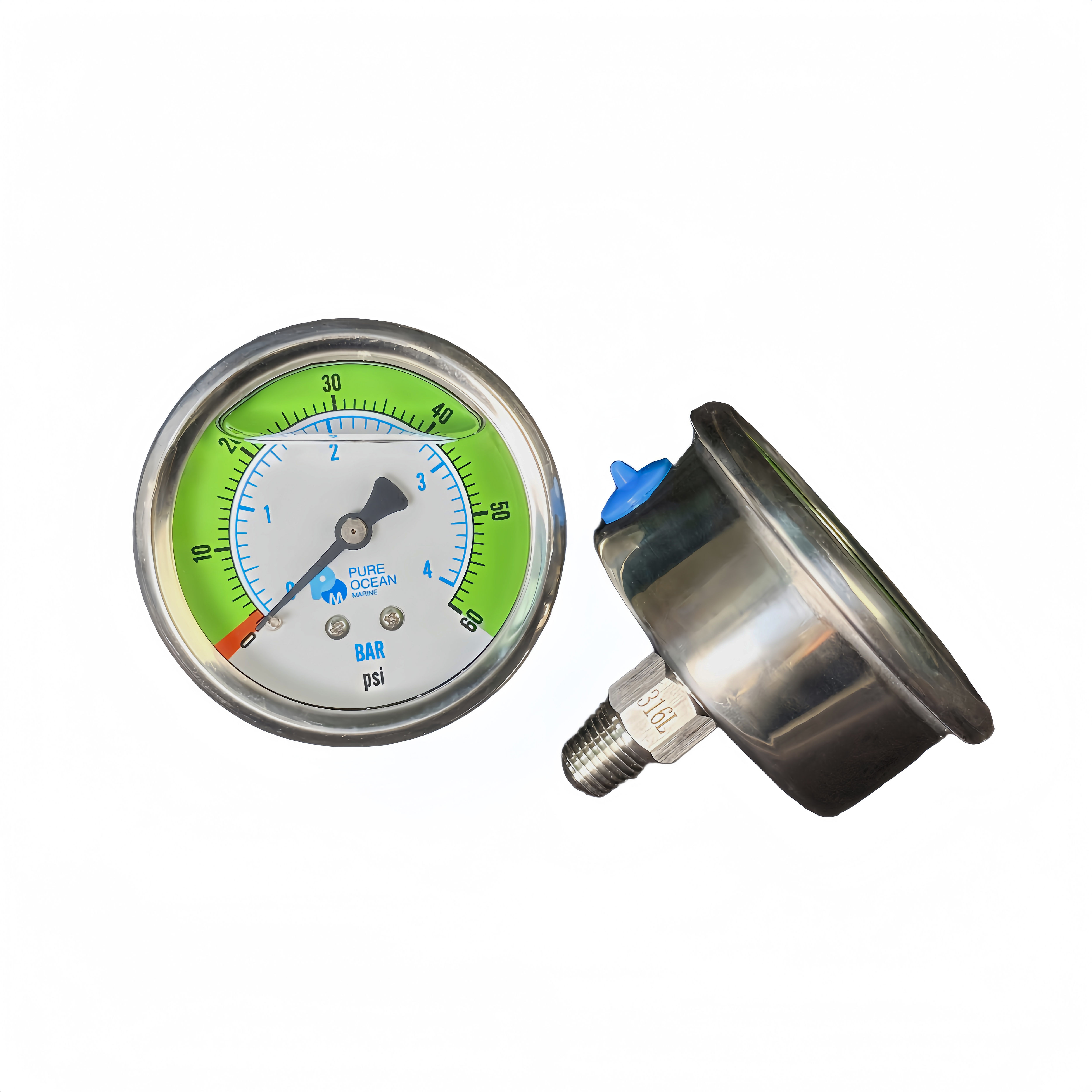 Low-pressure Gauge, 0-60psi, SS316L, ZG1/4''