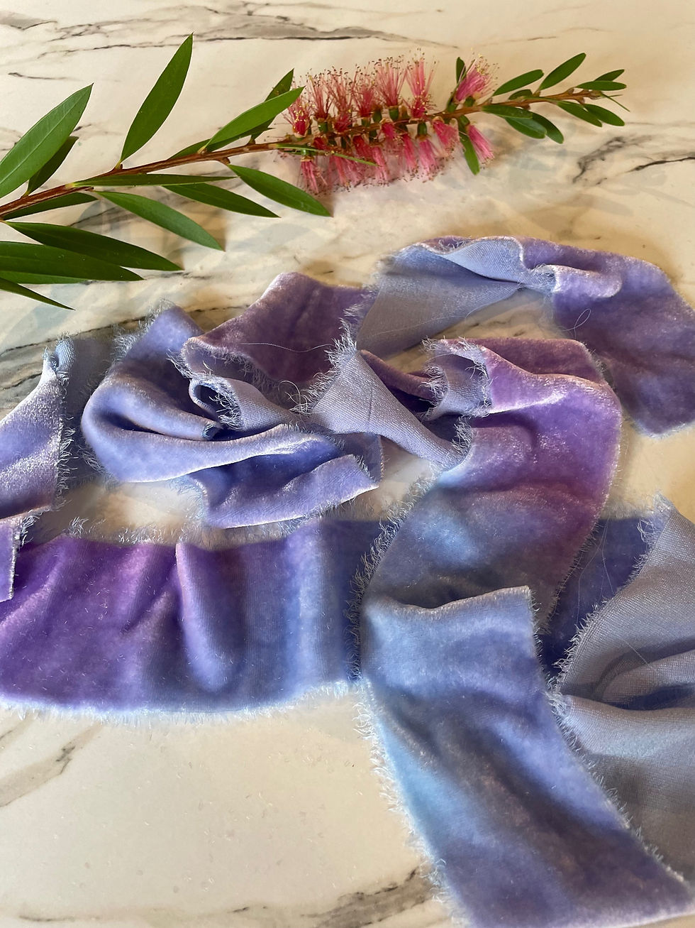Thumbnail: Hand Dyed Silk Velvet Ribbon light purple