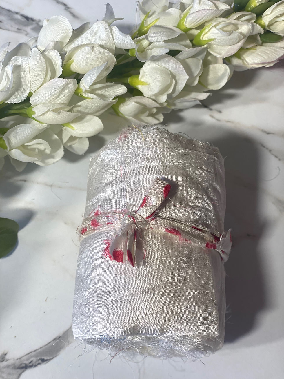 Thumbnail: Wide Sari Silk Ribbon Roll cream
