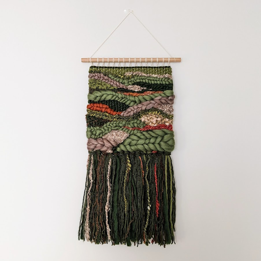 Dark Green Earthy Woven Wall Art