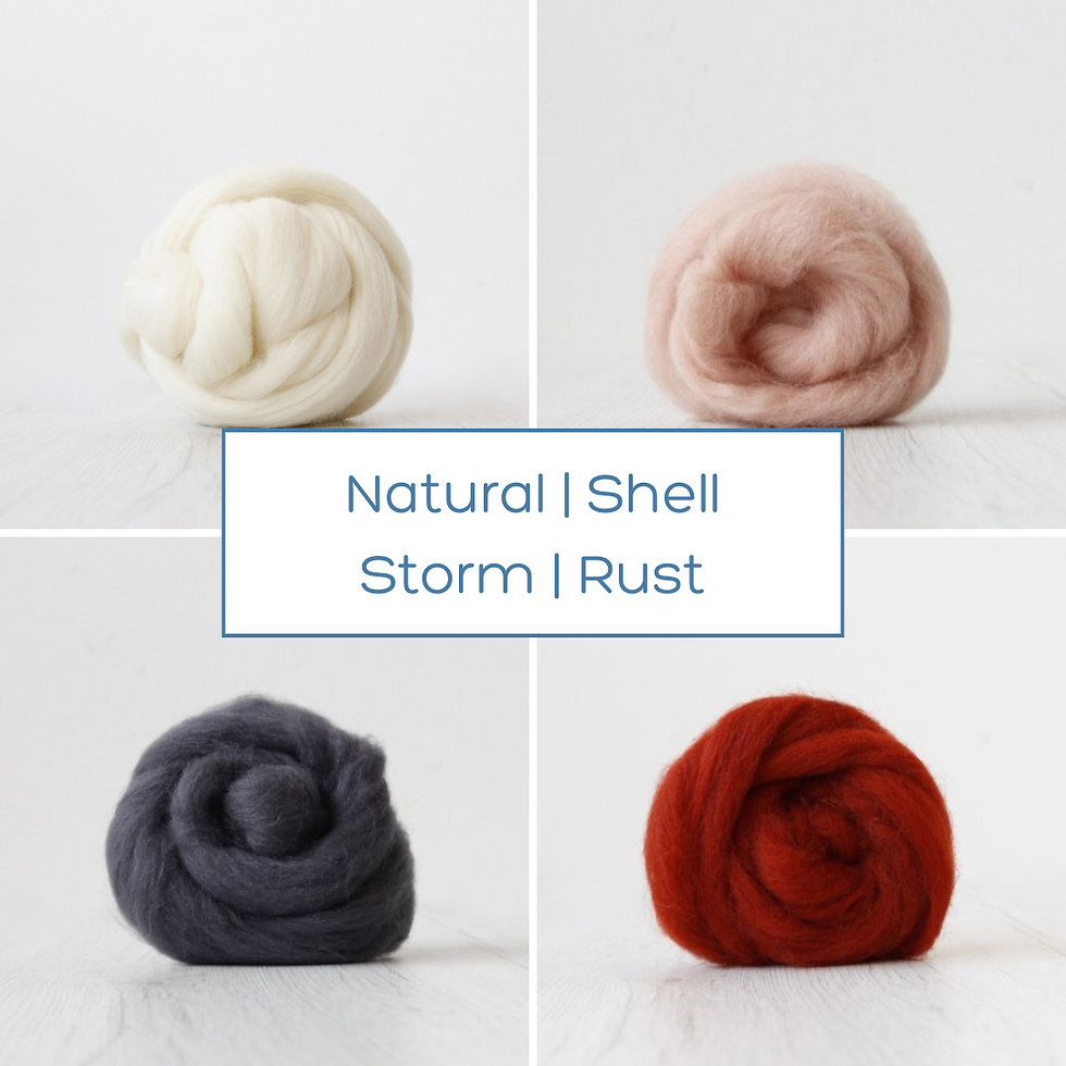 Thumbnail: Natural Corriedale wool in natural, Shell, Storm and rust