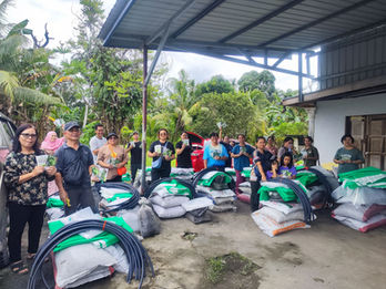 New farmers receiving farming materials for sustainable agriculture