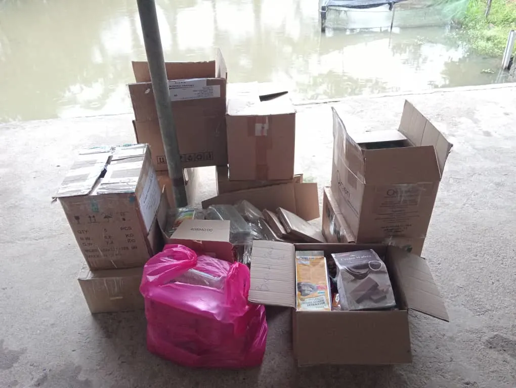 Collected food waste ready to be unpacked and repurposed into pellets for livestock.