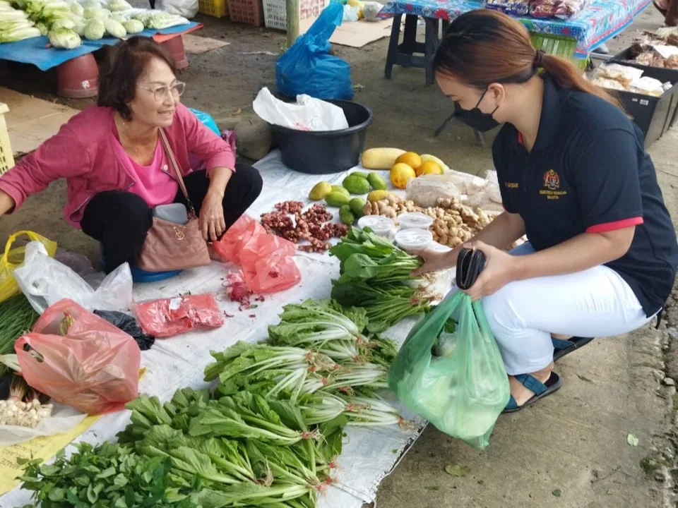 Rural farmer selling her freshly harvested crops at a nearby market.