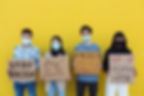 Group of asian people protesting on the