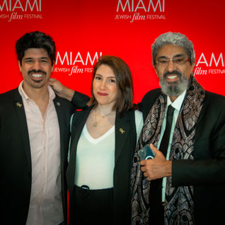 Director Omri Bezalel and producers Hezi Bezalel and Carnie Bezalel at the red carpet event for the Miami Jewish Film Festival