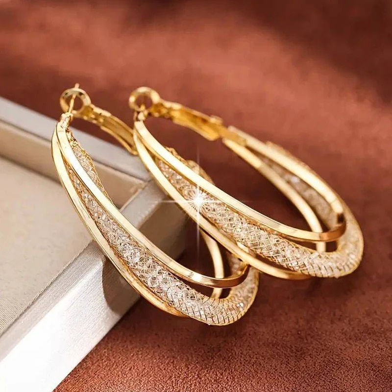 Crystal Twist Hoop Earrings