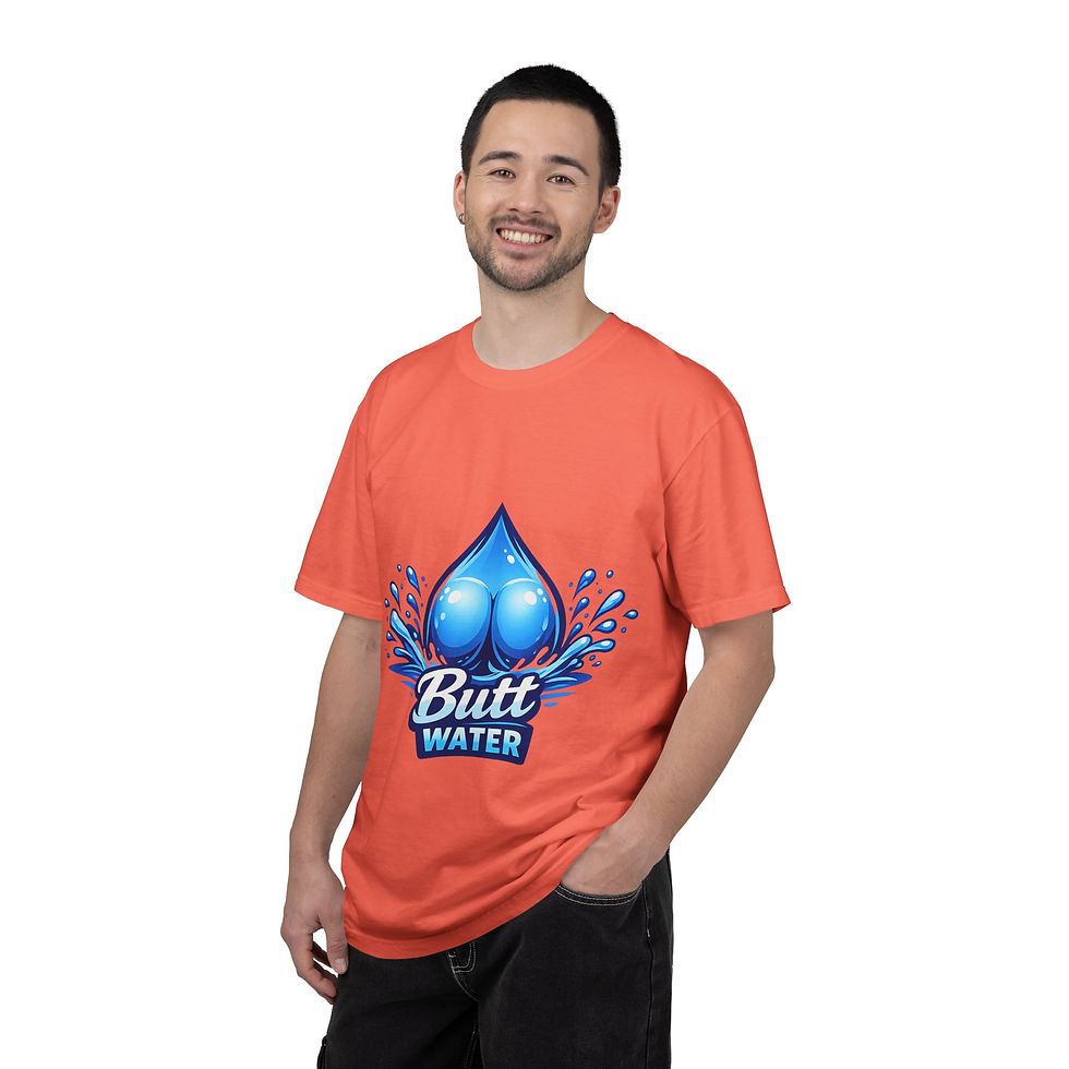Thumbnail: Graphic Tee — Playful "Butt Water" Splash & "Supparay" Cartoon Hat Design