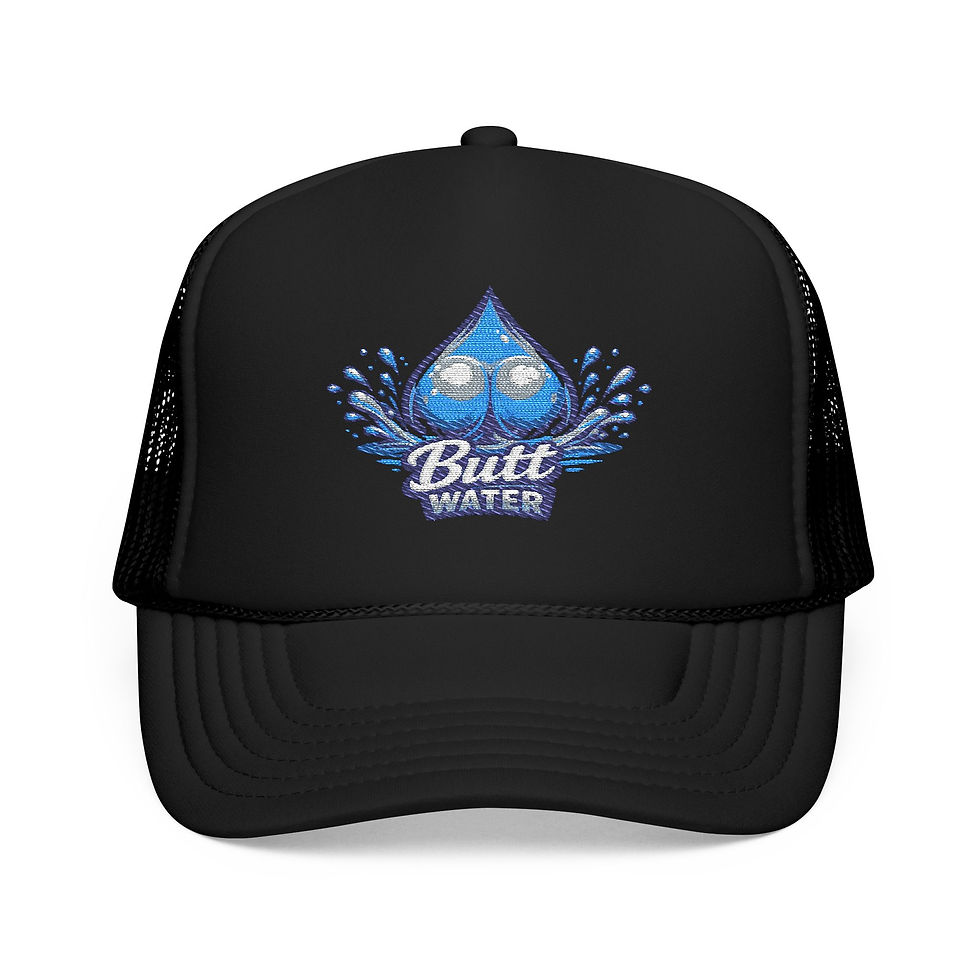 Thumbnail: Butt Water Embroidered Trucker Hat – Novelty Foam Mesh Cap