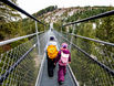 Kids crossing the suspension bridge at Sattle Hochstuckli