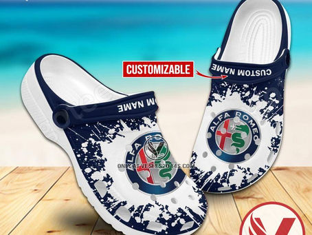 Alfa Romeo Logo Custom Crocs Clogs White, Unique Footwear For Fans – Vesles2014S