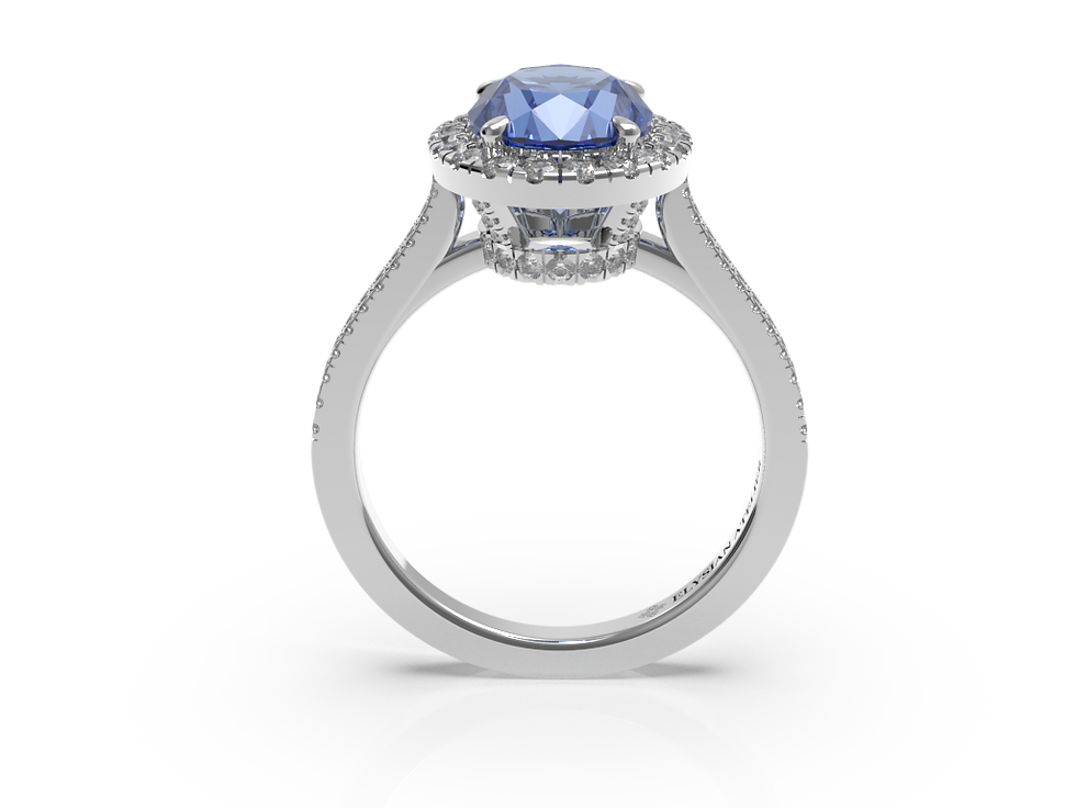縮圖：NATURAL OVAL BLUE SAPPHIRE HALO ENGAGEMENT RING