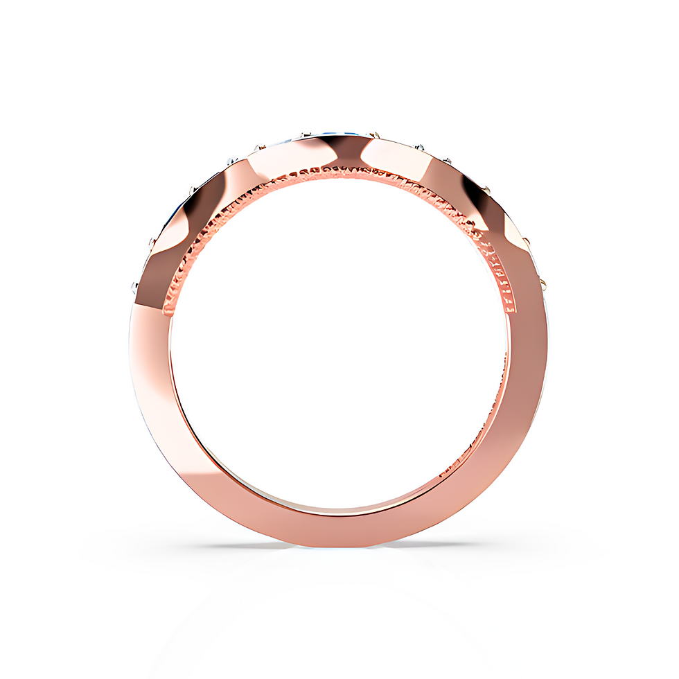 Miniature : SAPPHIRE DIAMOND THREE STONE MILGRAIN EDGE WEDDING BAND RING