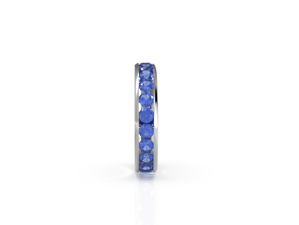 縮圖：SPARKLING BLUE SAPPHIRE HALF ETERNITY WEDDING BAND RING
