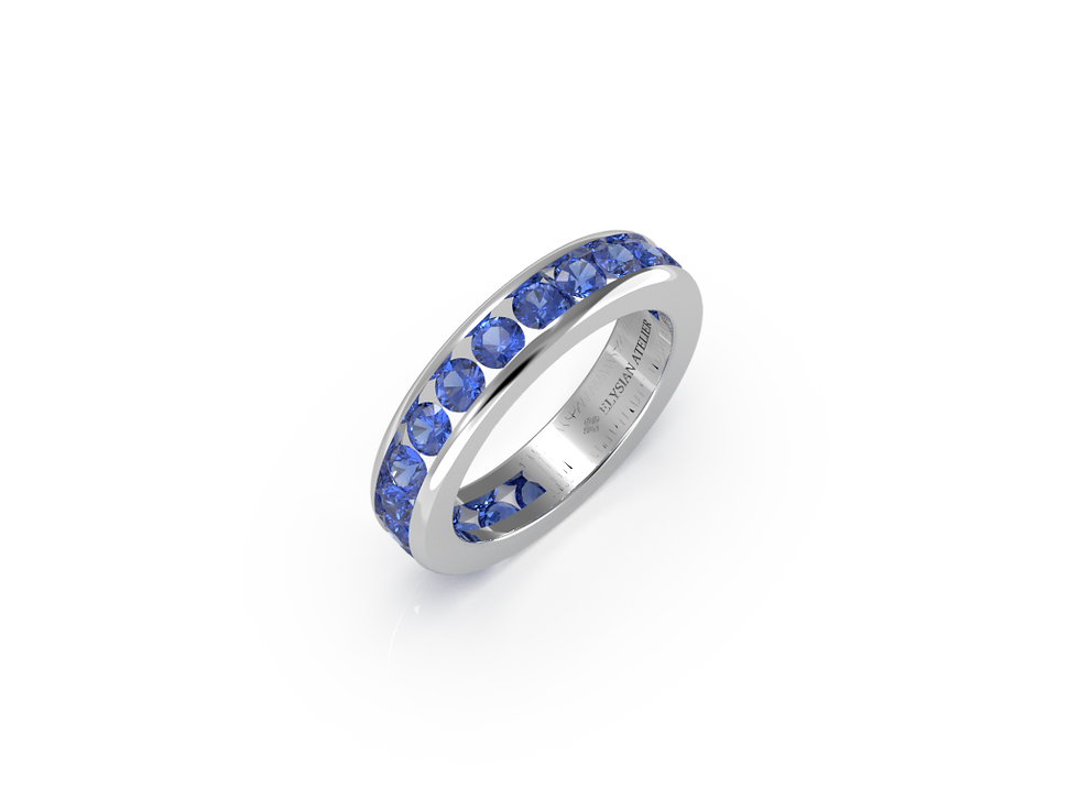 Miniaturbild: SPARKLING BLUE SAPPHIRE HALF ETERNITY WEDDING BAND RING