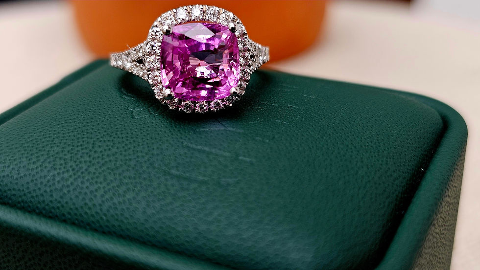 Thumbnail: LUXURIOUS UNIQUE CEYLON VIVID PINK SAPPHIRE & DIAMOND ENGAGEMENT & WEDDING RING