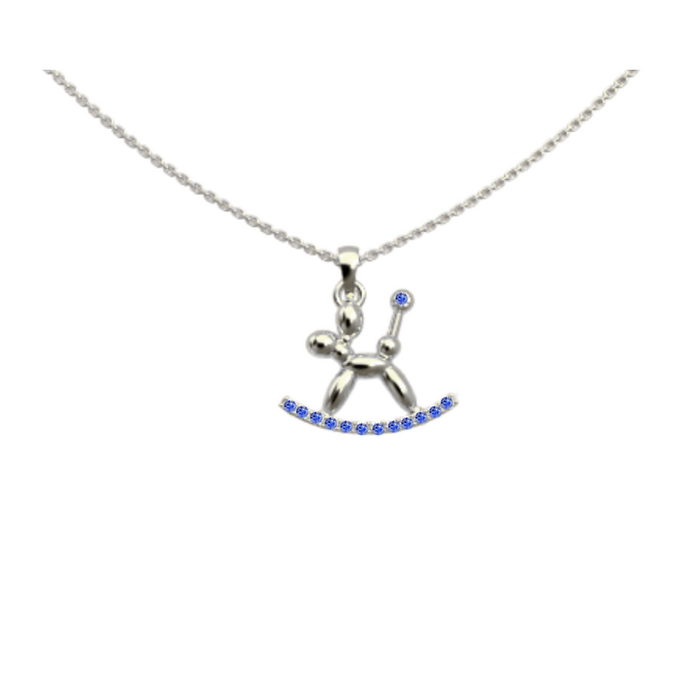 Miniature : ELYSIAN ATELIER WHIMSICAL BALLOON DOG PENDANT WITH SAPPHIRES OR DIAMONDS