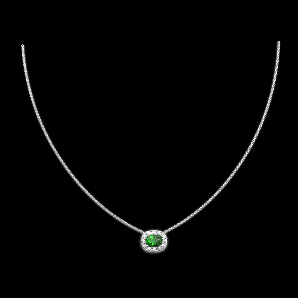 Miniaturbild: ELYSIAN ATELIER EXQUISITE CHROME DIOPSIDE AND DIAMOND HALO PENDANT