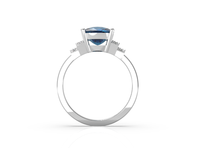 الصورة المصغرة: CUSHION LONDON BLUE TOPAZ AND DIAMOND WHITE GOLD RING