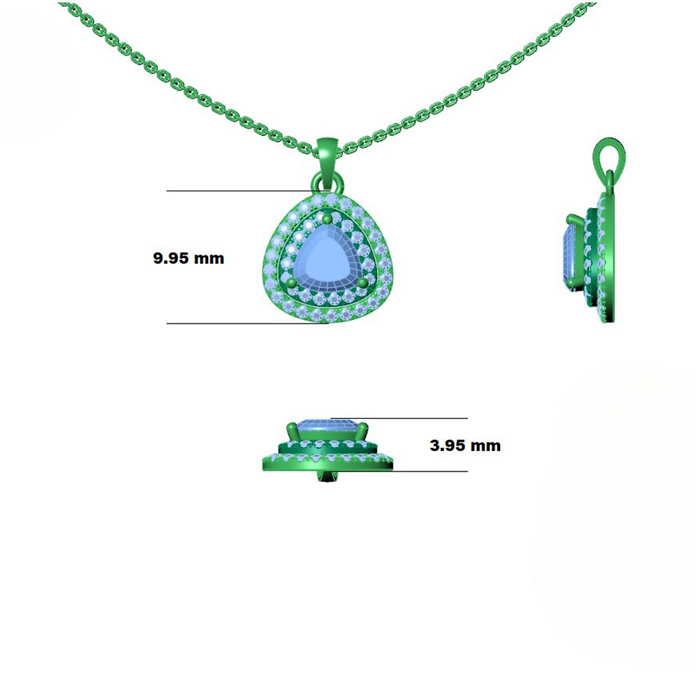 Miniaturbild: TRILLION-CUT CHROME DIOPSIDE PENDANT WITH DOUBLE DIAMOND HALO BY ELYSIAN ATELIER