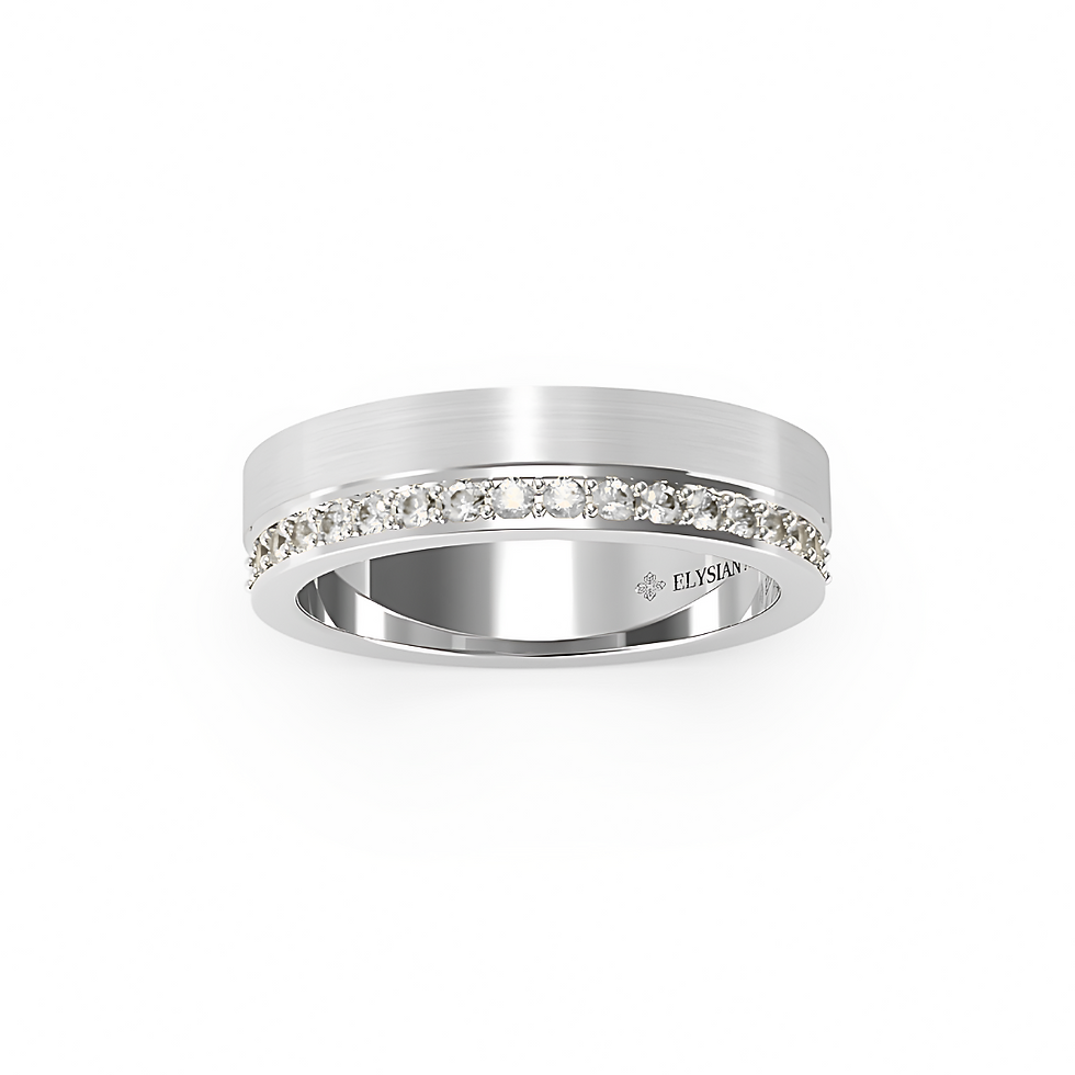 縮圖：EXQUISITE GEMSTONE BRUSHED SATIN FINISH WEDDING BAND RING