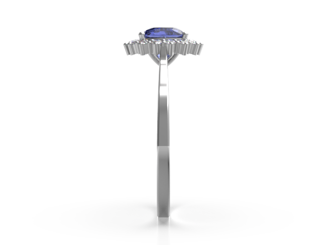 Miniature : TANZANITE AND DIAMOND HALO WHITE GOLD ENGAGEMENT RING