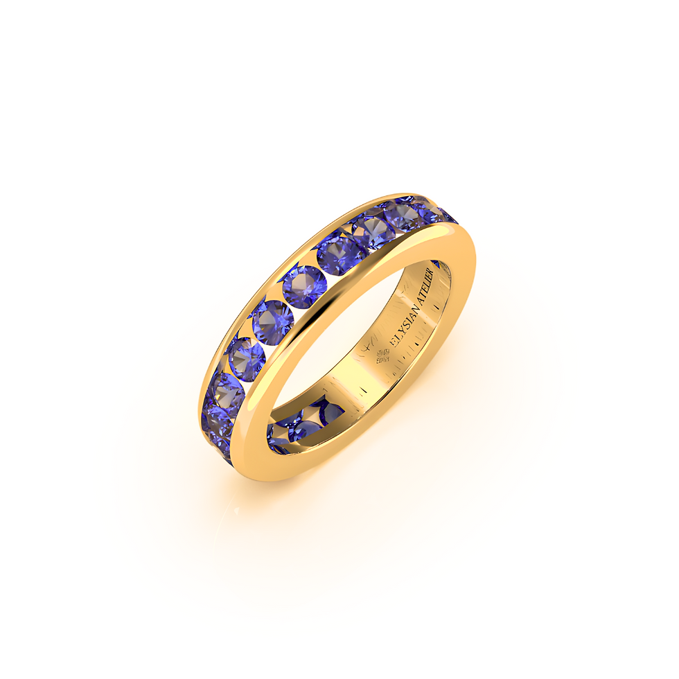 Miniaturbild: SPARKLING BLUE SAPPHIRE HALF ETERNITY WEDDING BAND RING