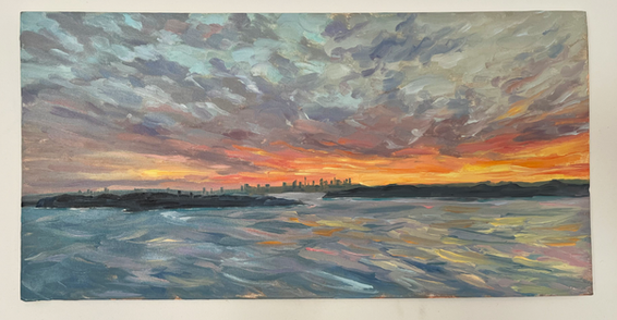 Sunset at North Head- Oil on canvas