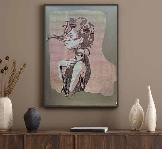 Schilderij van leer arogant girl aan de muur.png