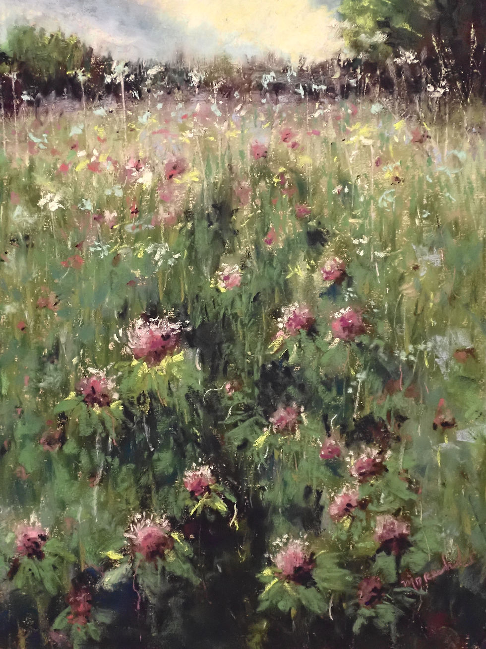 wildflowers, clovers, pastel